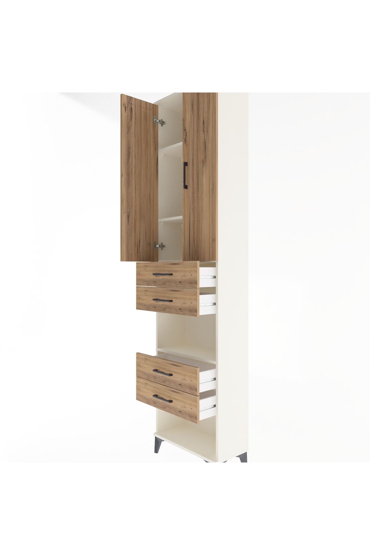 Arges Dolap 4 Raflı 4 Çekmeceli 2 Kapaklı 60x30x243 - S32M089V3A
