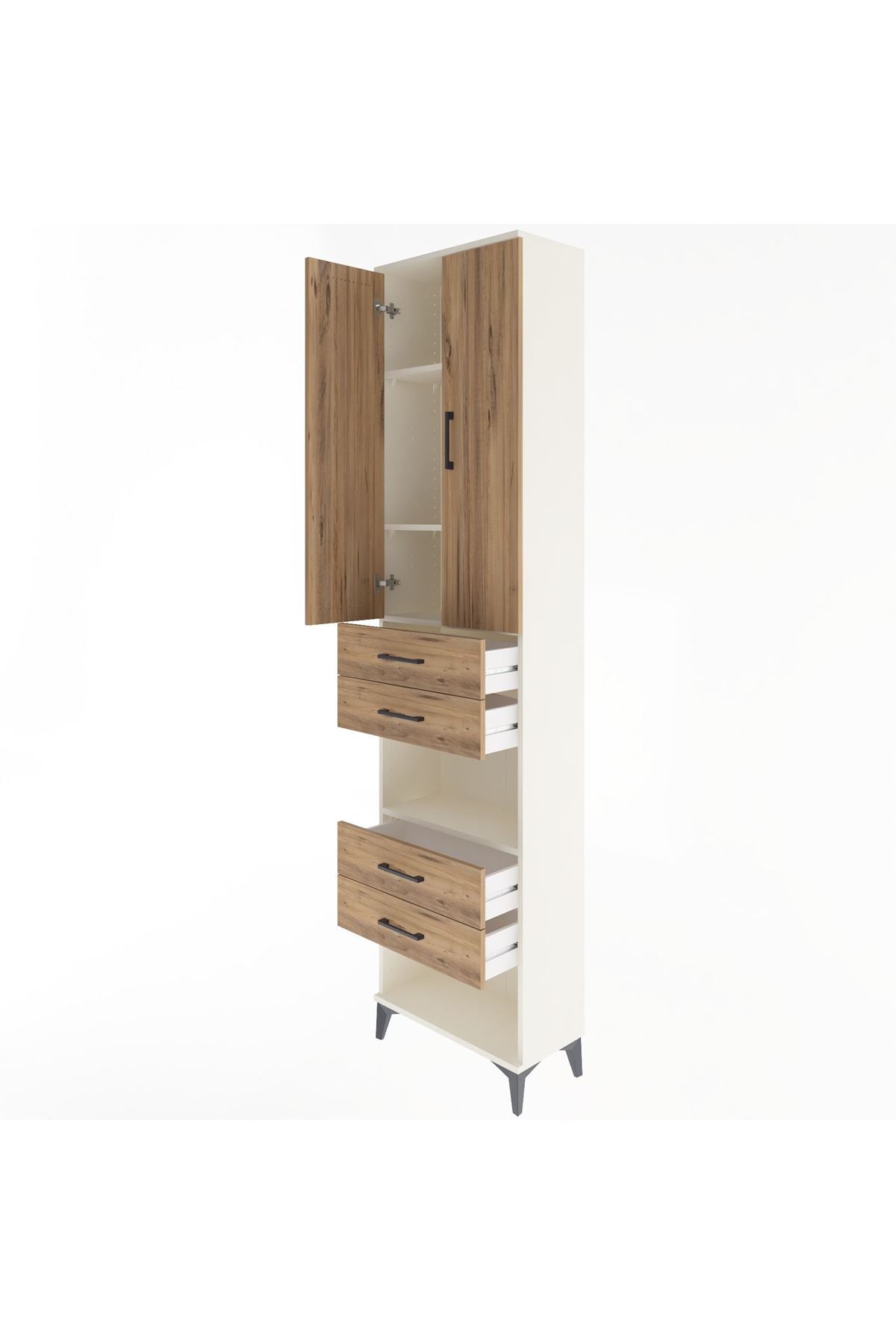 Arges Dolap 4 Raflı 4 Çekmeceli 2 Kapaklı 60x30x243 - S32M089V3A