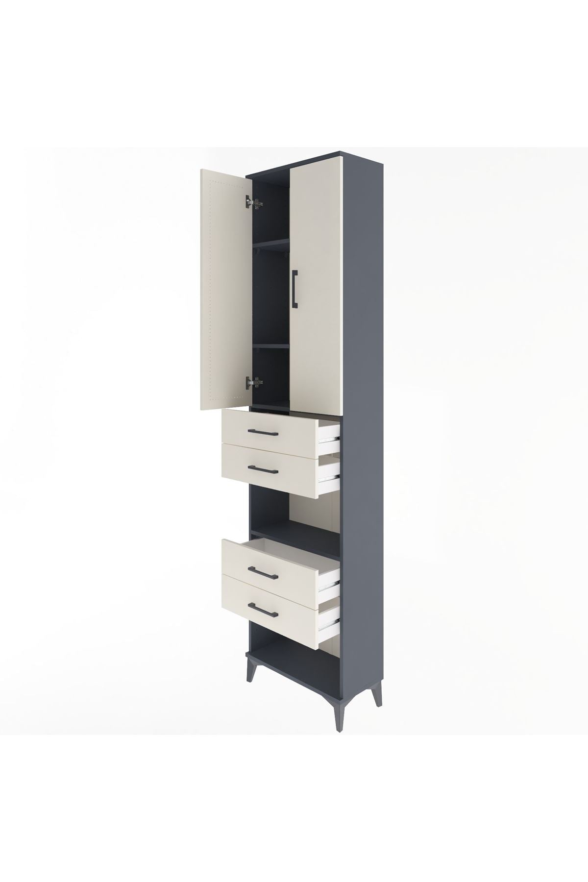 Arges Dolap 4 Raflı 4 Çekmeceli 2 Kapaklı 60x30x243 - S32M089V4A