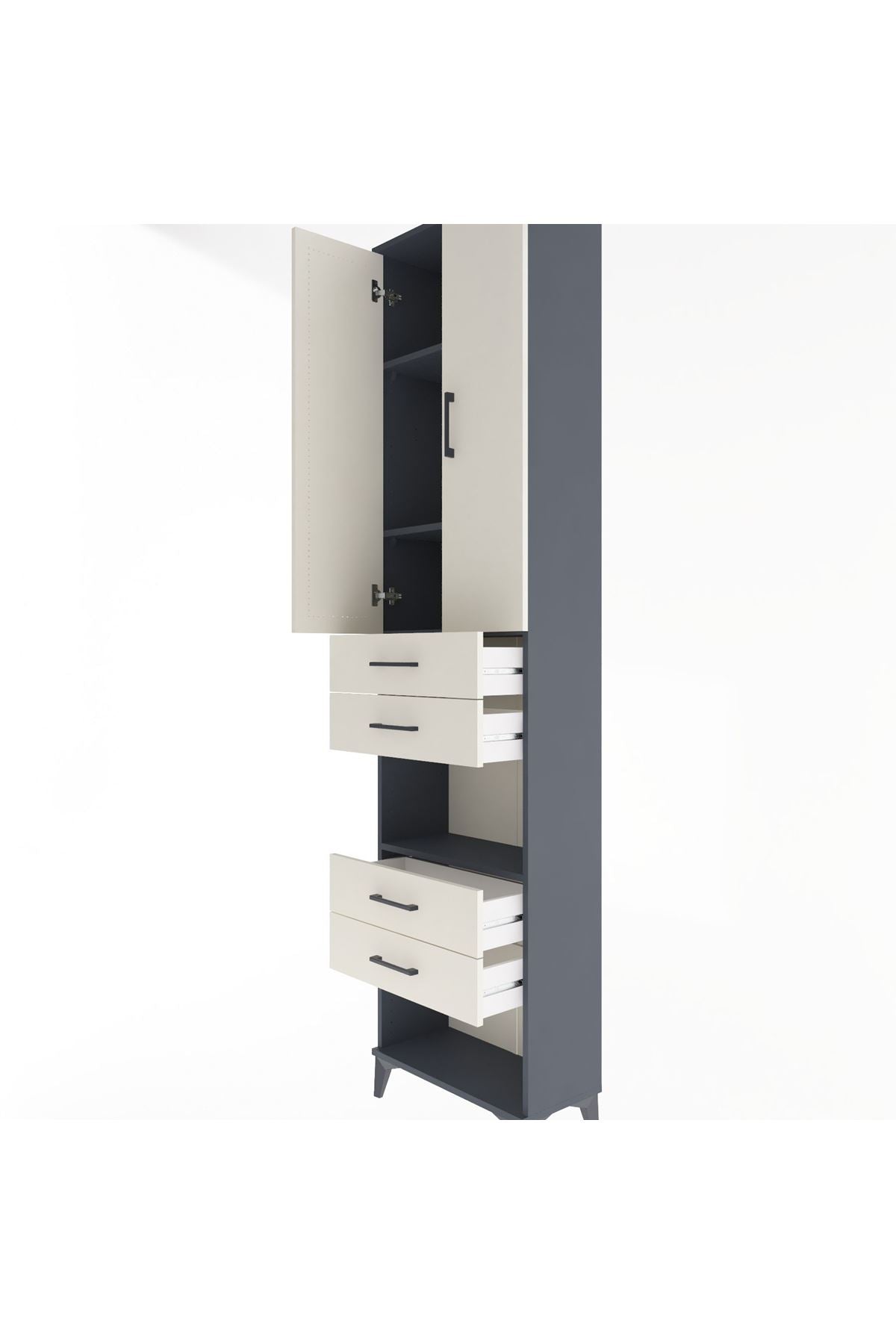 Arges Dolap 4 Raflı 4 Çekmeceli 2 Kapaklı 60x30x243 - S32M089V4A