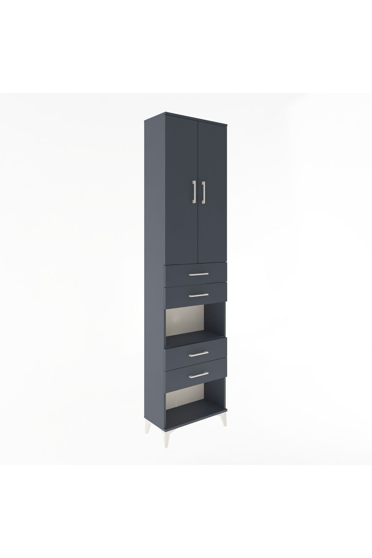 Arges Dolap 4 Raflı 4 Çekmeceli 2 Kapaklı 60x30x243 - S32M089V5A