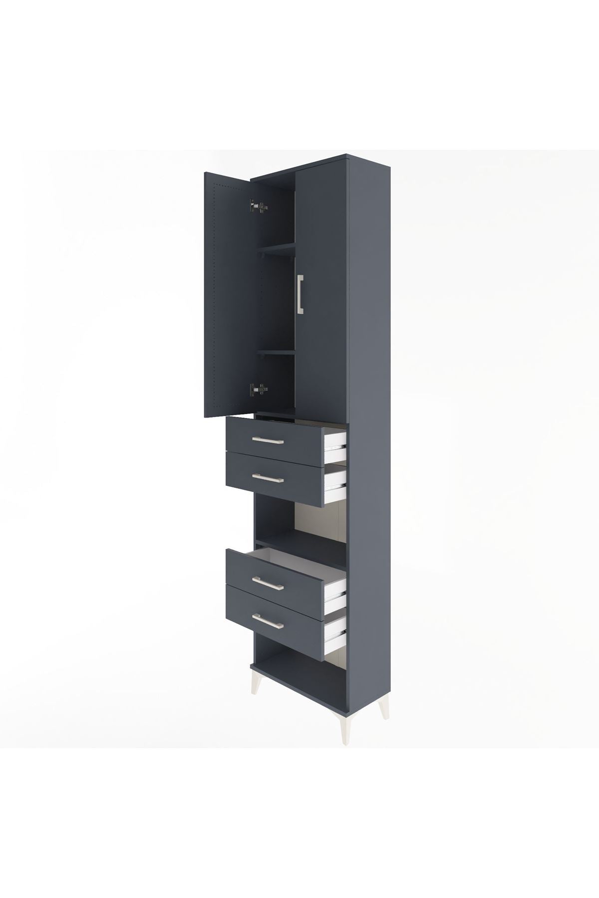 Arges Dolap 4 Raflı 4 Çekmeceli 2 Kapaklı 60x30x243 - S32M089V5A