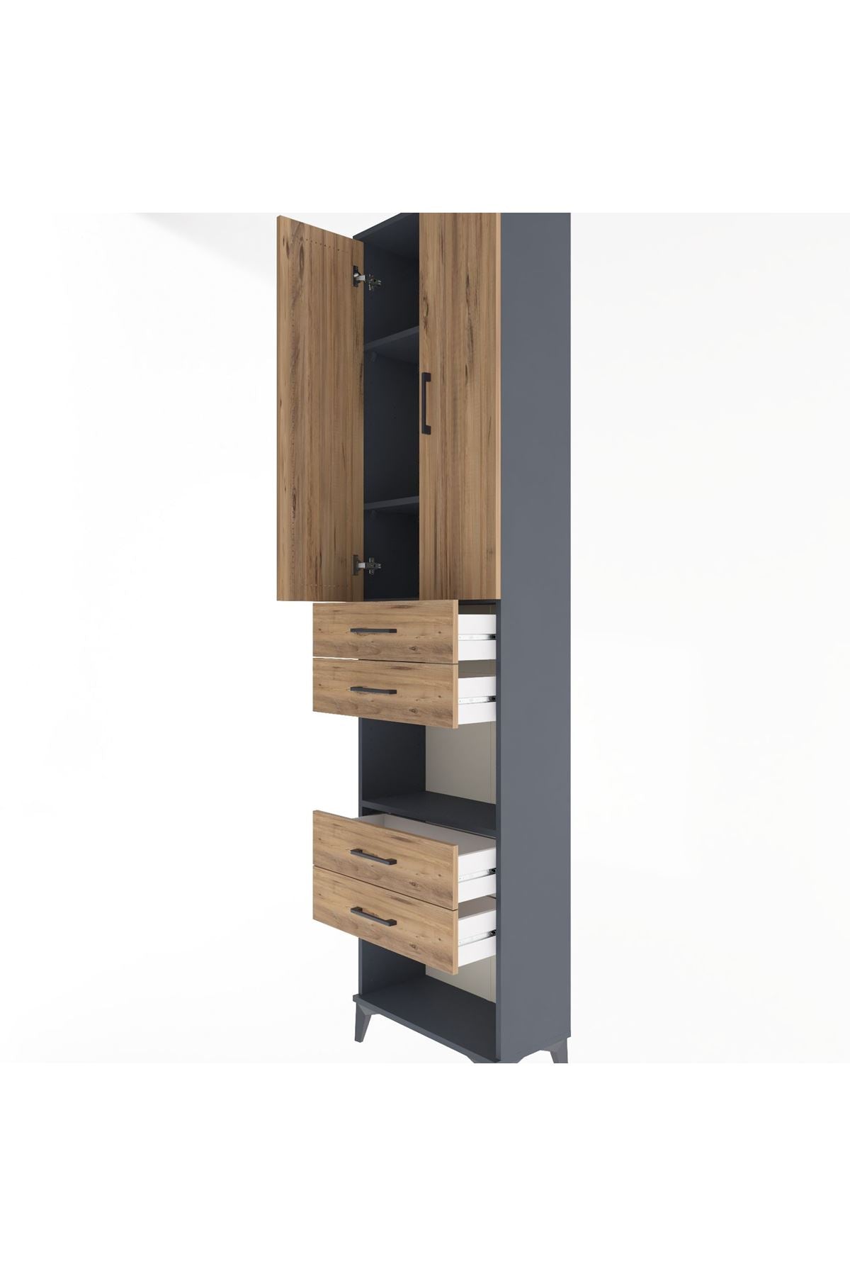 Arges Dolap 4 Raflı 4 Çekmeceli 2 Kapaklı 60x30x243 - S32M089V6A