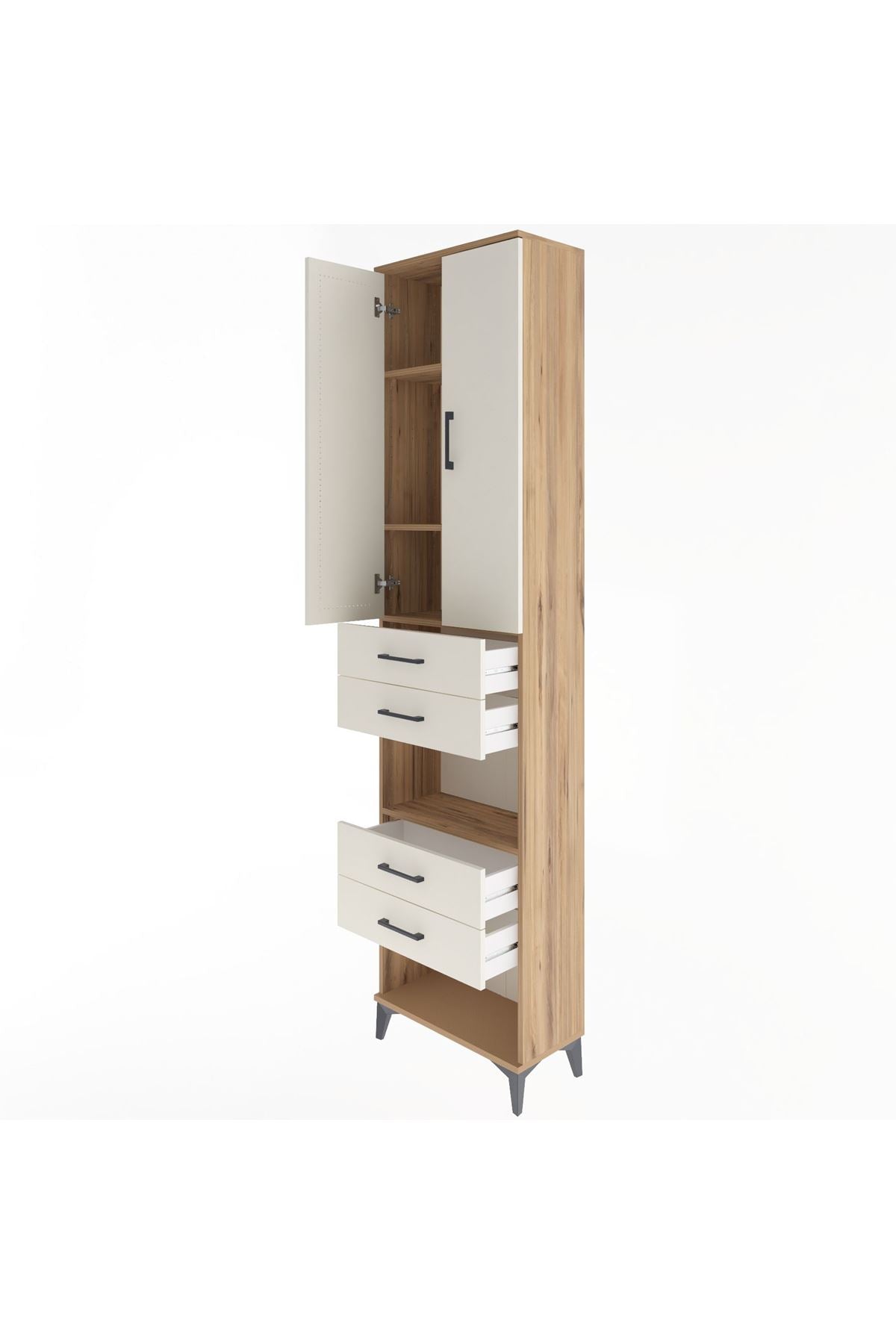 Arges Dolap 4 Raflı 4 Çekmeceli 2 Kapaklı 60x30x243 - S32M089V7A