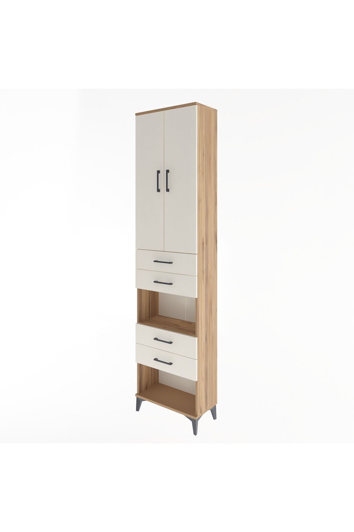 Arges Dolap 4 Raflı 4 Çekmeceli 2 Kapaklı 60x30x243 - S32M089V7A