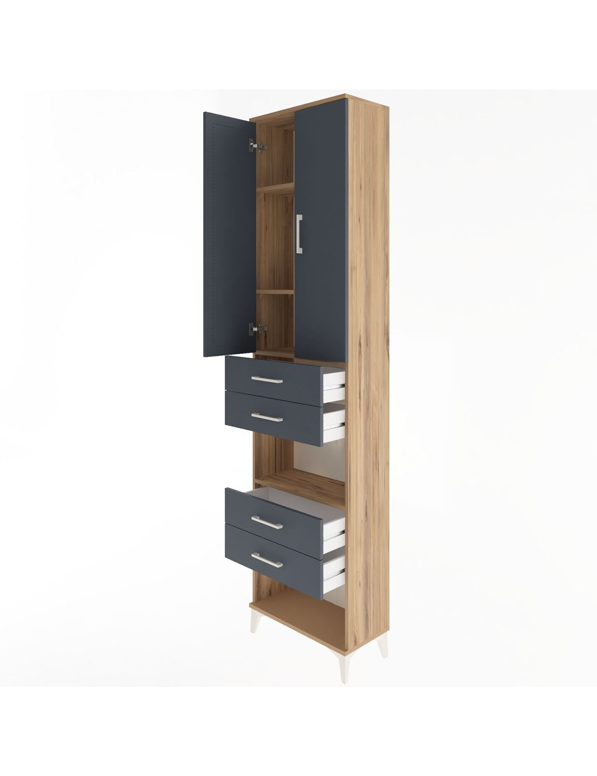 Arges Dolap 4 Raflı 4 Çekmeceli 2 Kapaklı 60x30x243 - S32M089V8A