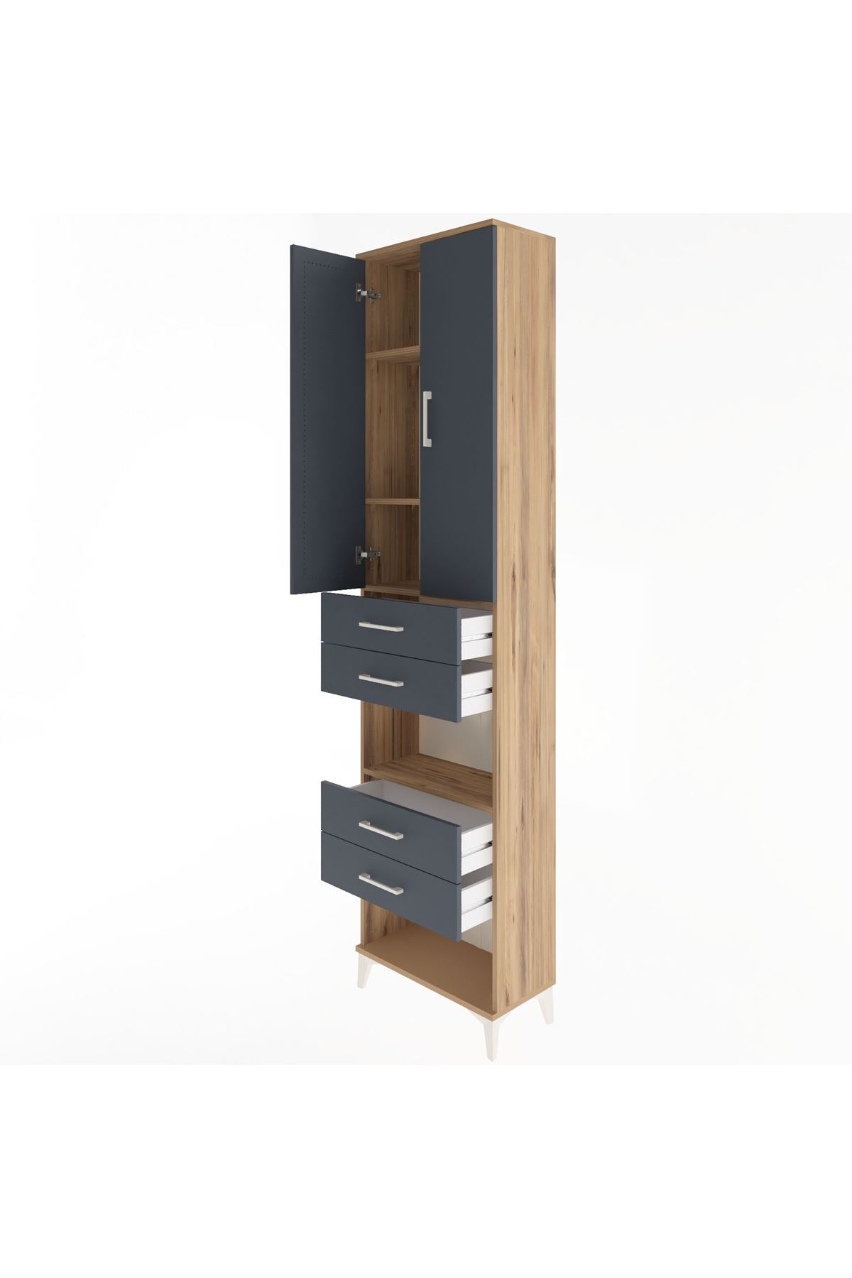 Arges Dolap 4 Raflı 4 Çekmeceli 2 Kapaklı 60x30x243 - S32M089V8A