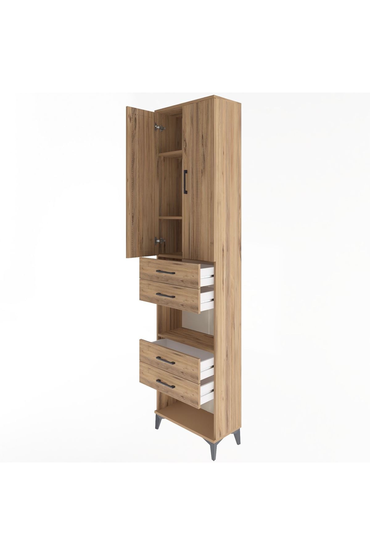 Arges Dolap 4 Raflı 4 Çekmeceli 2 Kapaklı 60x30x243 - S32M089V9A