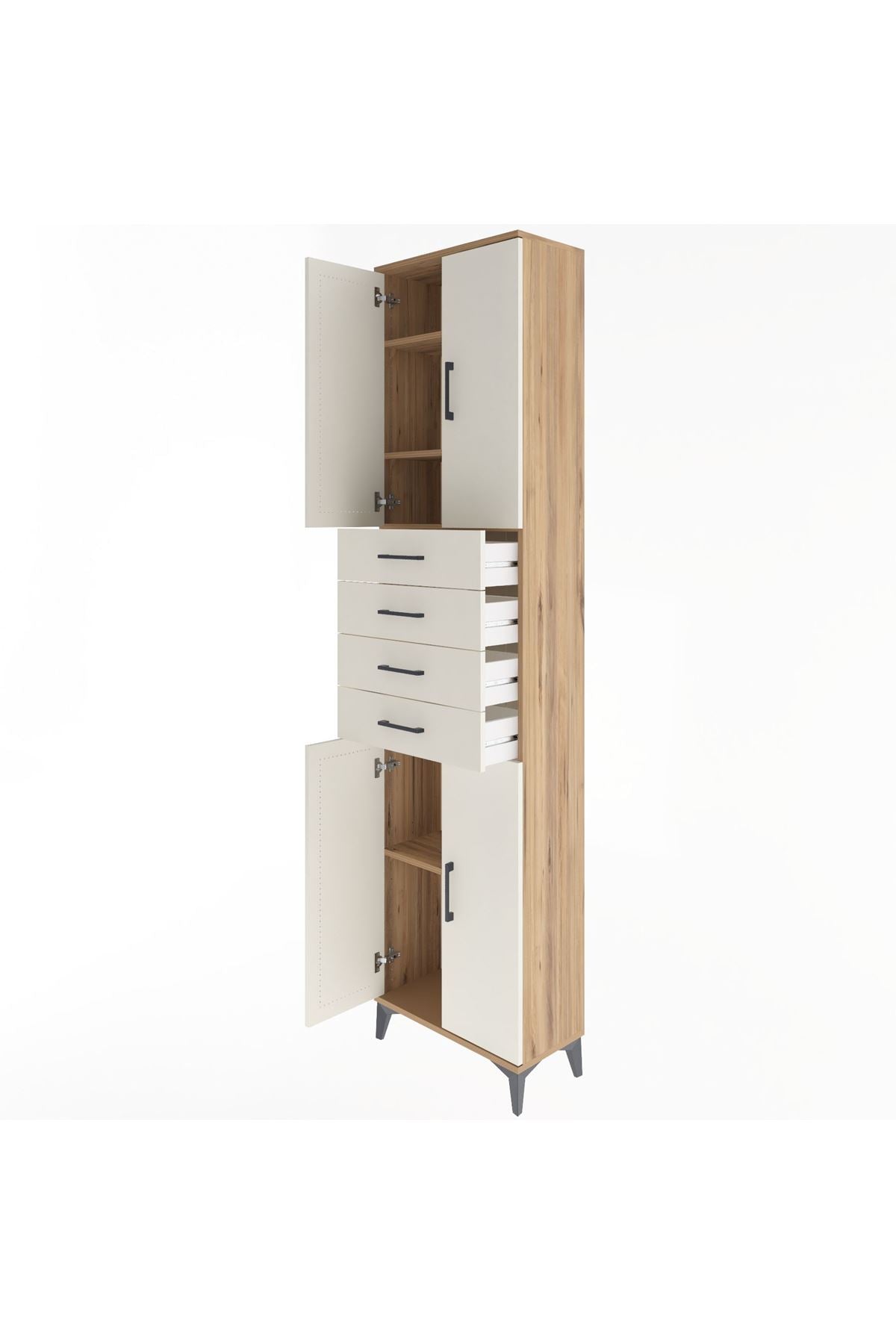 Arges Dolap 4 Raflı 4 Çekmeceli 4 Kapaklı 60x30x243 - S32M090V7A