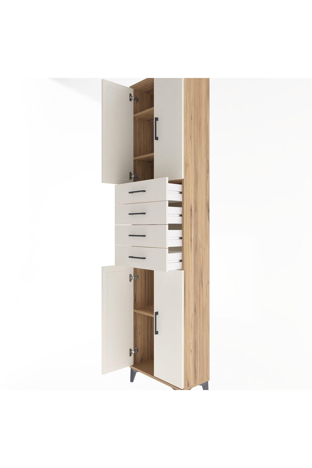 Arges Dolap 4 Raflı 4 Çekmeceli 4 Kapaklı 60x30x243 - S32M090V7A