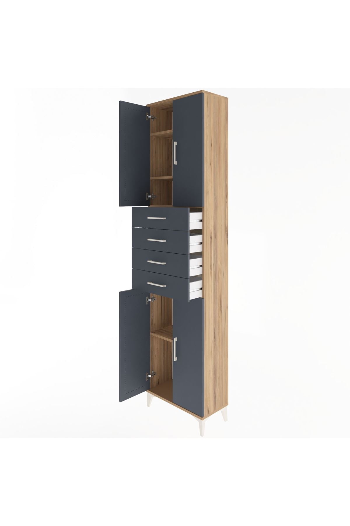 Arges Dolap 4 Raflı 4 Çekmeceli 4 Kapaklı 60x30x243 - S32M090V8A