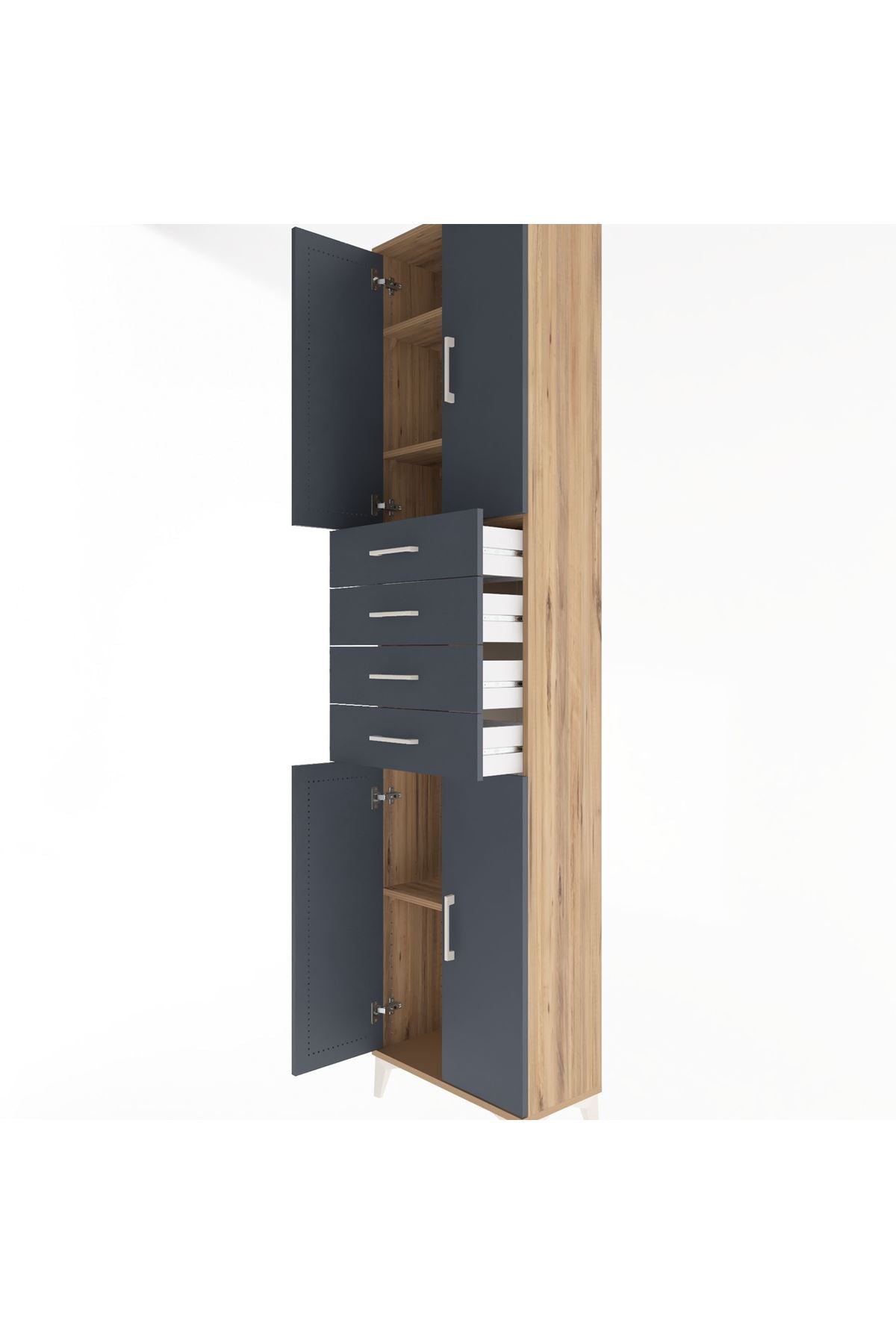Arges Dolap 4 Raflı 4 Çekmeceli 4 Kapaklı 60x30x243 - S32M090V8A