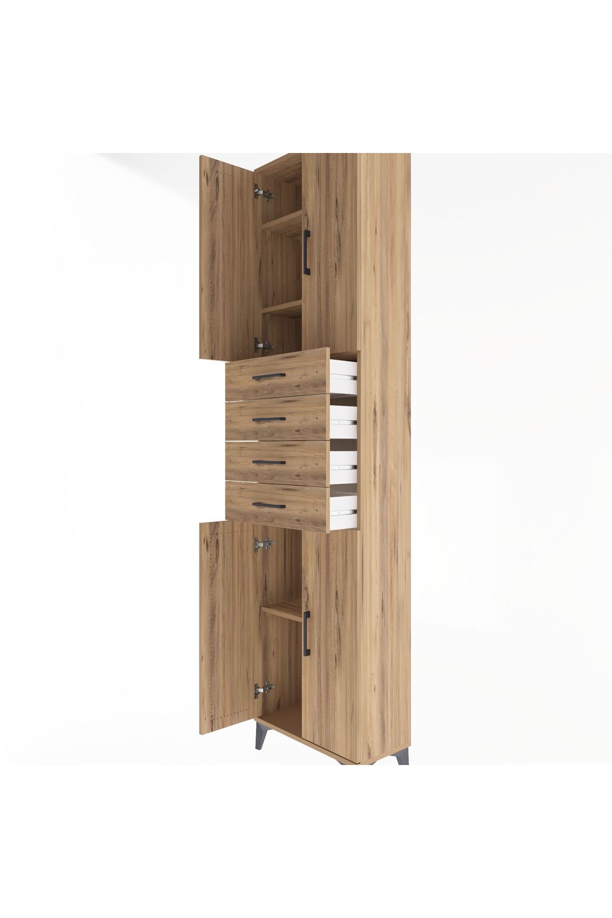 Arges Dolap 4 Raflı 4 Çekmeceli 4 Kapaklı 60x30x243 - S32M090V9A