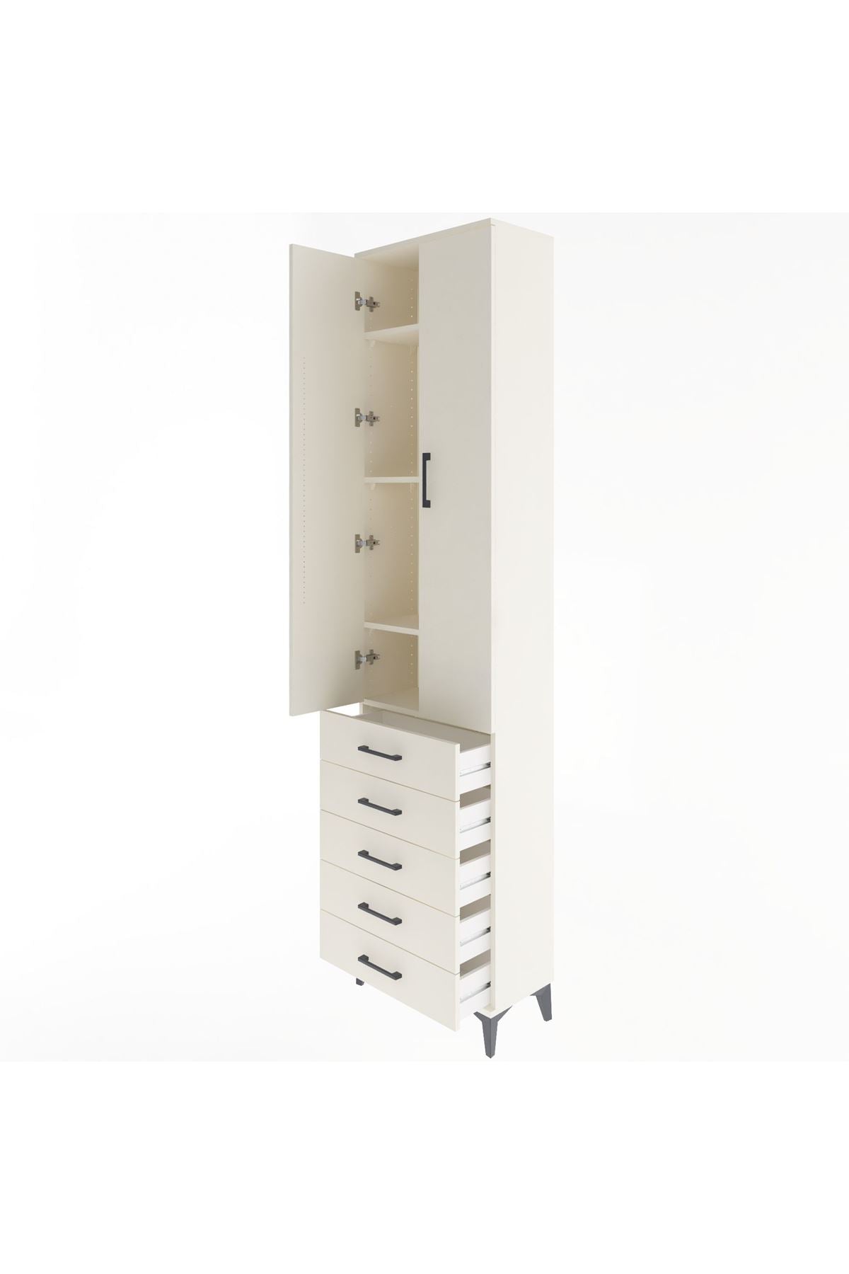 Arges Dolap 4 Raflı 5 Çekmeceli 2 Kapaklı 60x30x243 - S32M091V1A