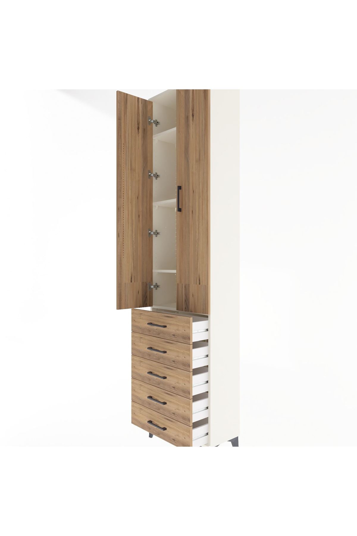 Arges Dolap 4 Raflı 5 Çekmeceli 2 Kapaklı 60x30x243 - S32M091V3A