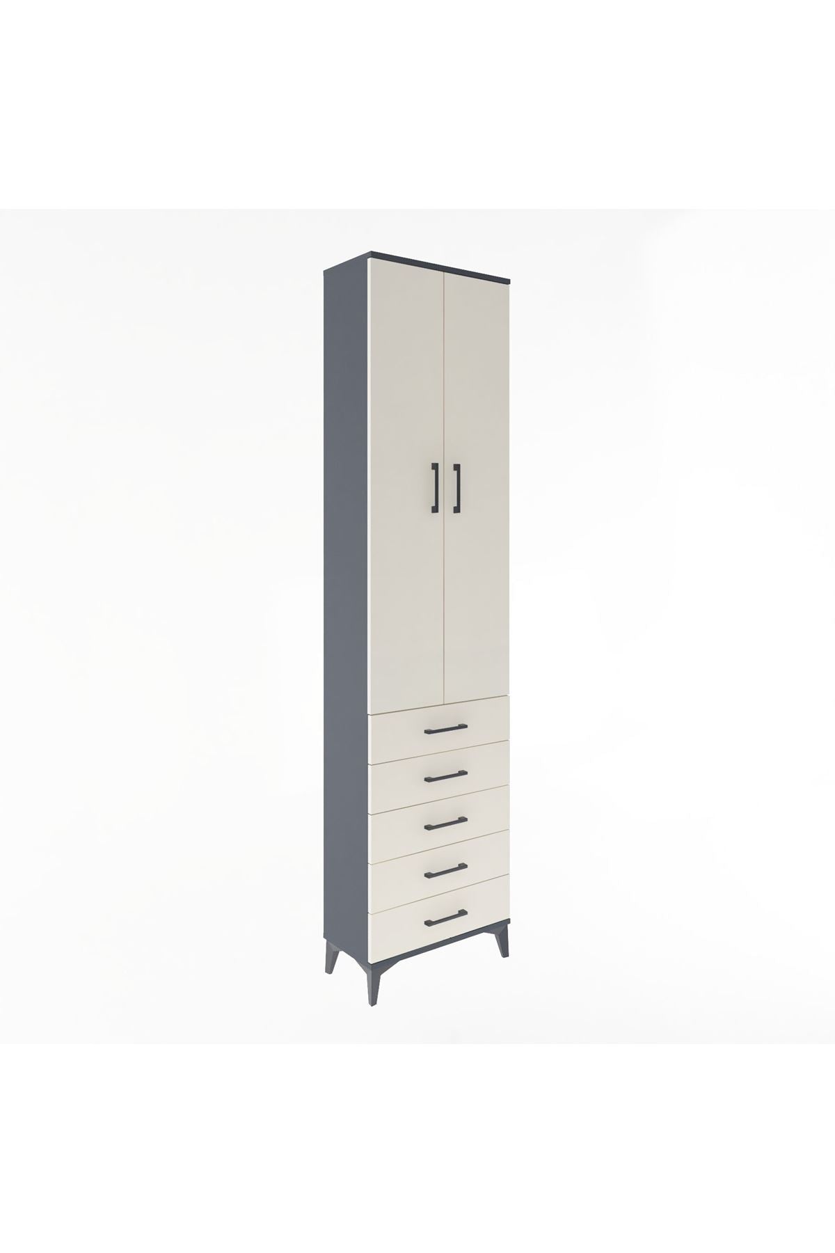 Arges Dolap 4 Raflı 5 Çekmeceli 2 Kapaklı 60x30x243 - S32M091V4A