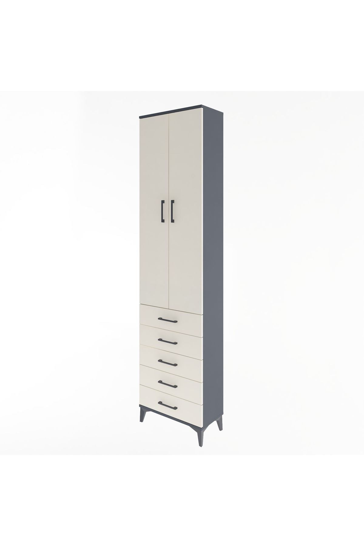 Arges Dolap 4 Raflı 5 Çekmeceli 2 Kapaklı 60x30x243 - S32M091V4A