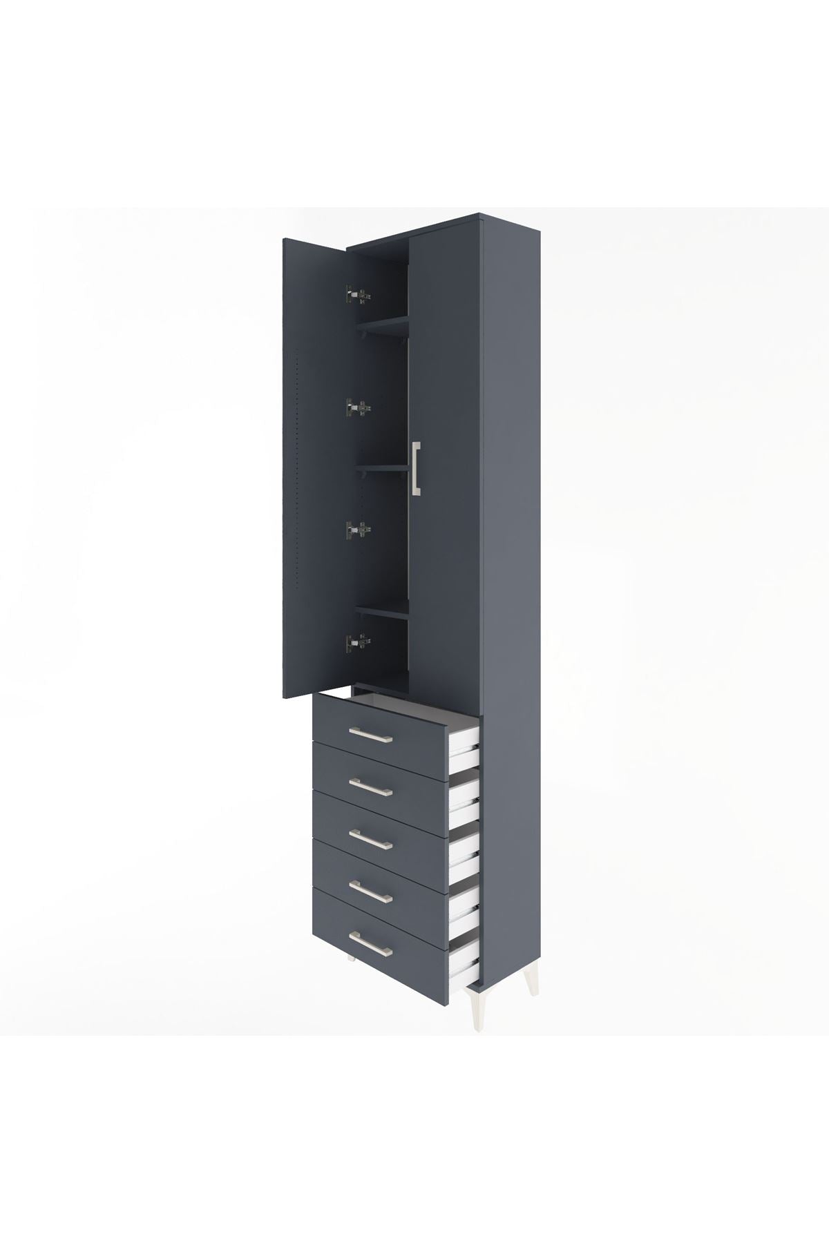 Arges Dolap 4 Raflı 5 Çekmeceli 2 Kapaklı 60x30x243 - S32M091V5A