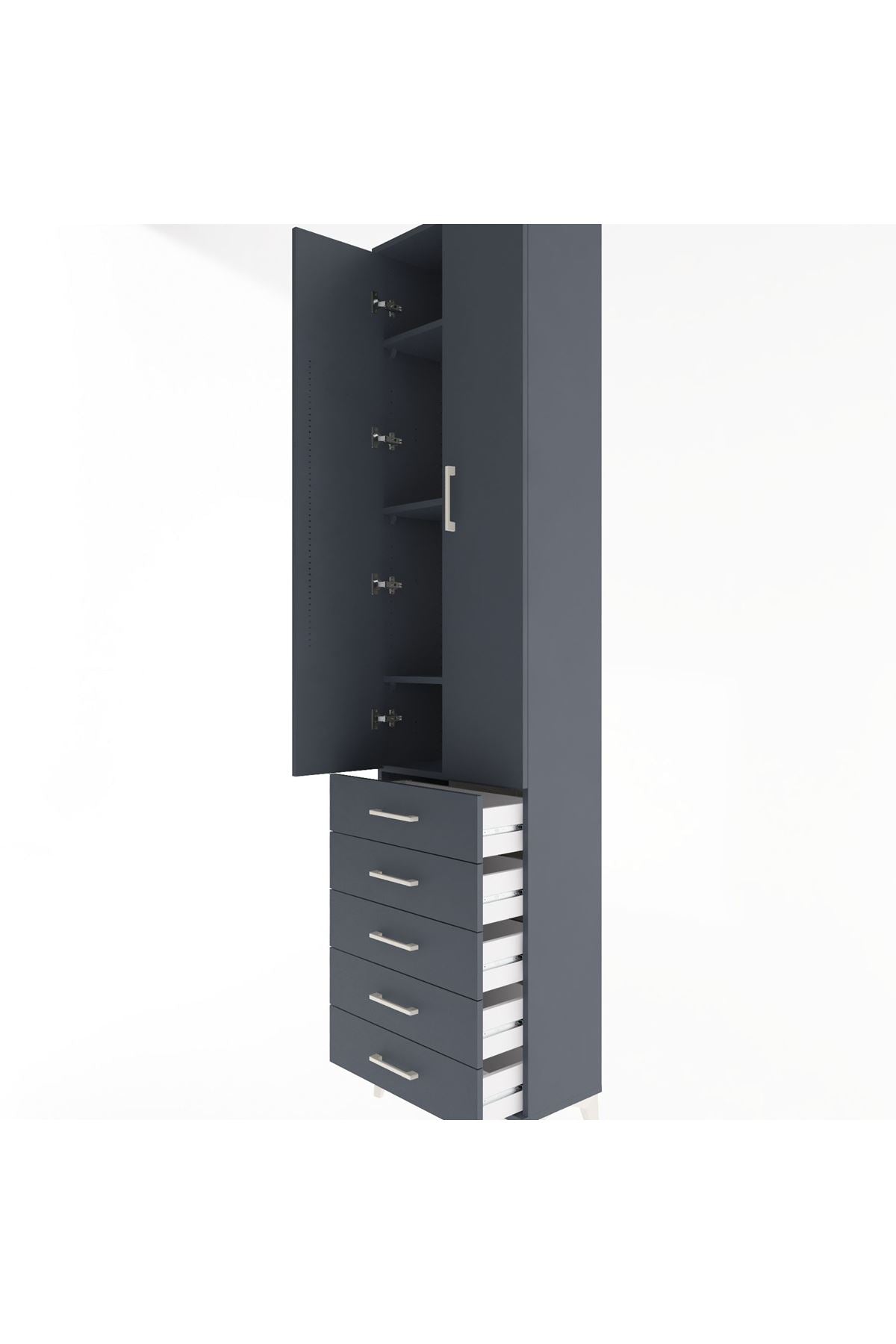 Arges Dolap 4 Raflı 5 Çekmeceli 2 Kapaklı 60x30x243 - S32M091V5A