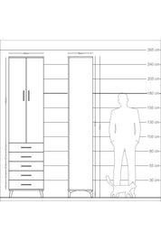 Arges Dolap 4 Raflı 5 Çekmeceli 2 Kapaklı 60x30x243 - S32M091V5A