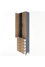 Arges Dolap 4 Raflı 5 Çekmeceli 2 Kapaklı 60x30x243 - S32M091V6A