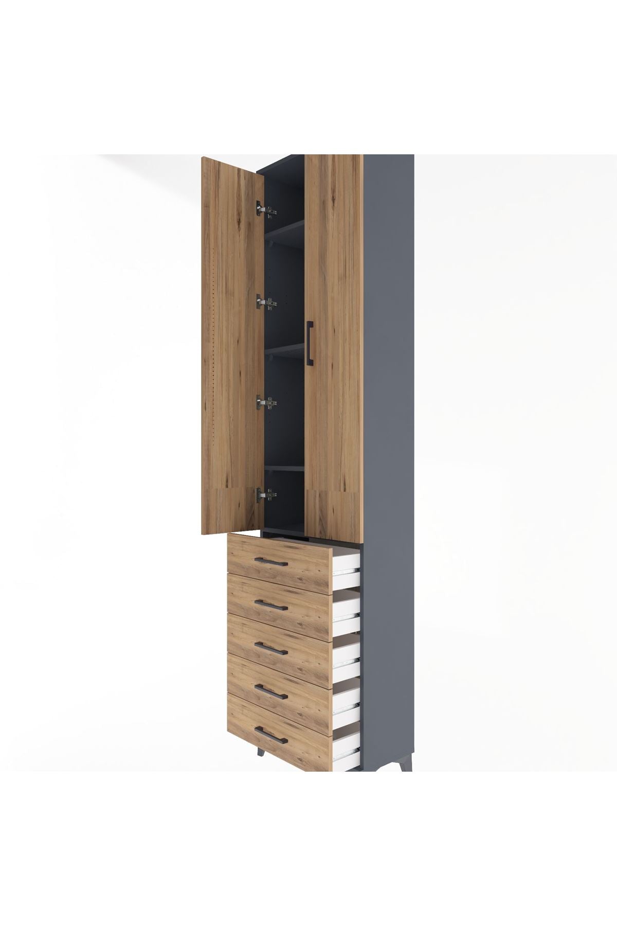 Arges Dolap 4 Raflı 5 Çekmeceli 2 Kapaklı 60x30x243 - S32M091V6A