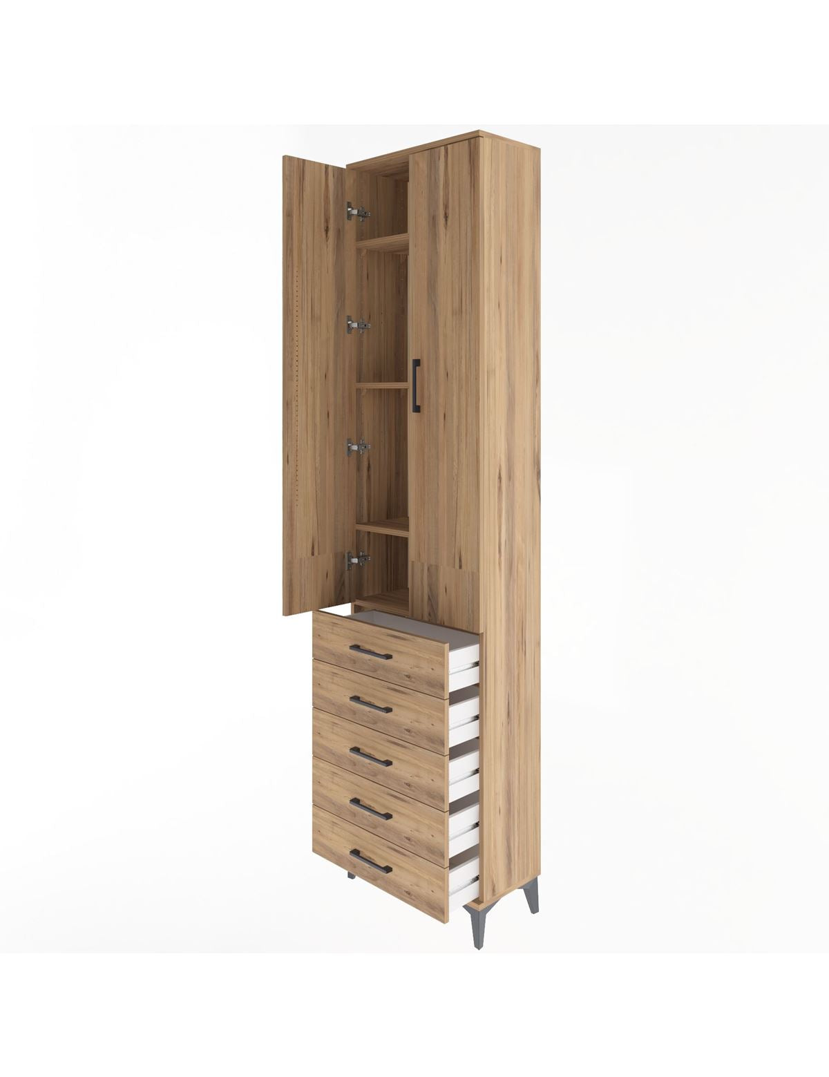 Arges Dolap 4 Raflı 5 Çekmeceli 2 Kapaklı 60x30x243 - S32M091V9A