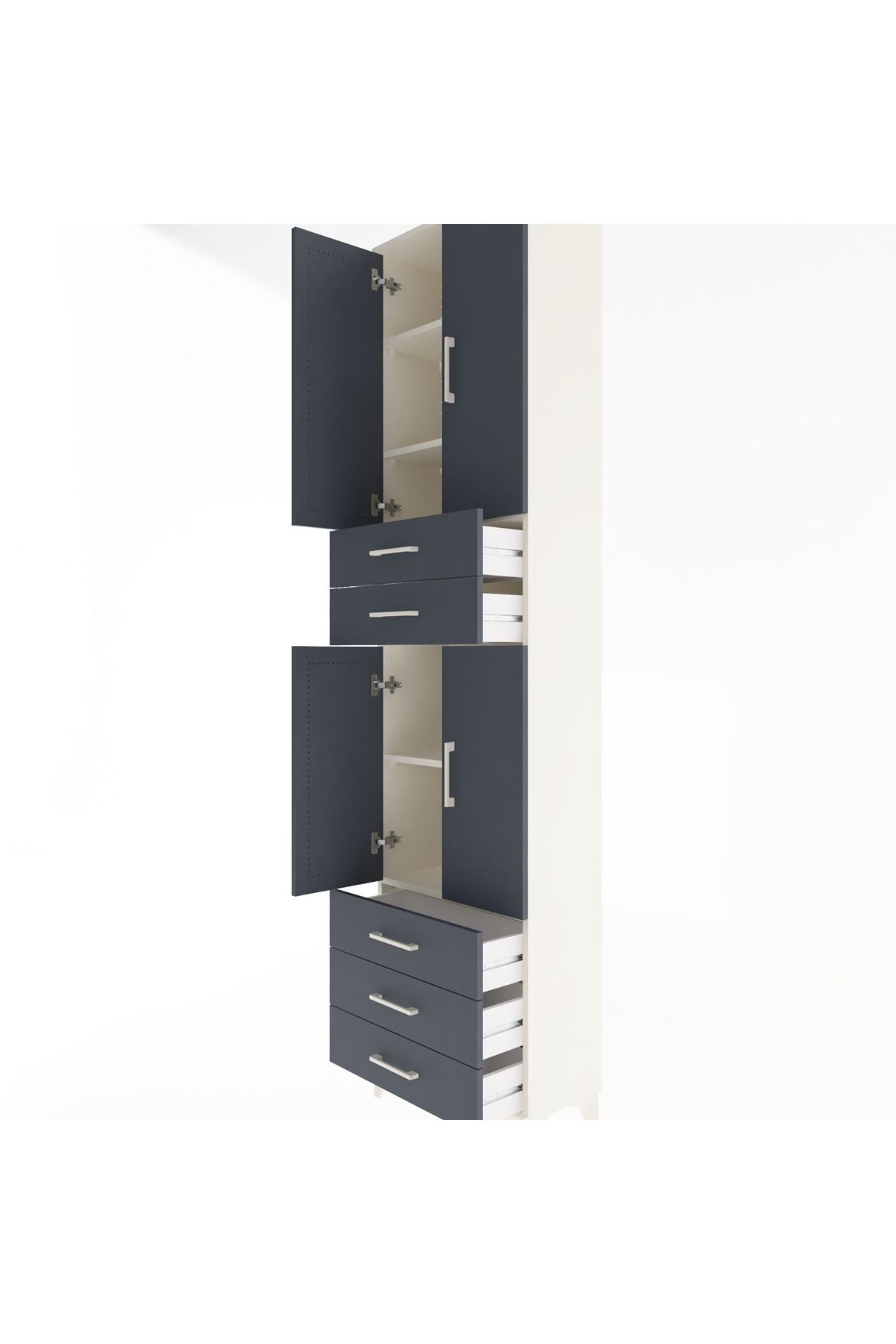 Arges Dolap 5 Raflı 5 Çekmeceli 4 Kapaklı 60x30x243 - S32M092V2A