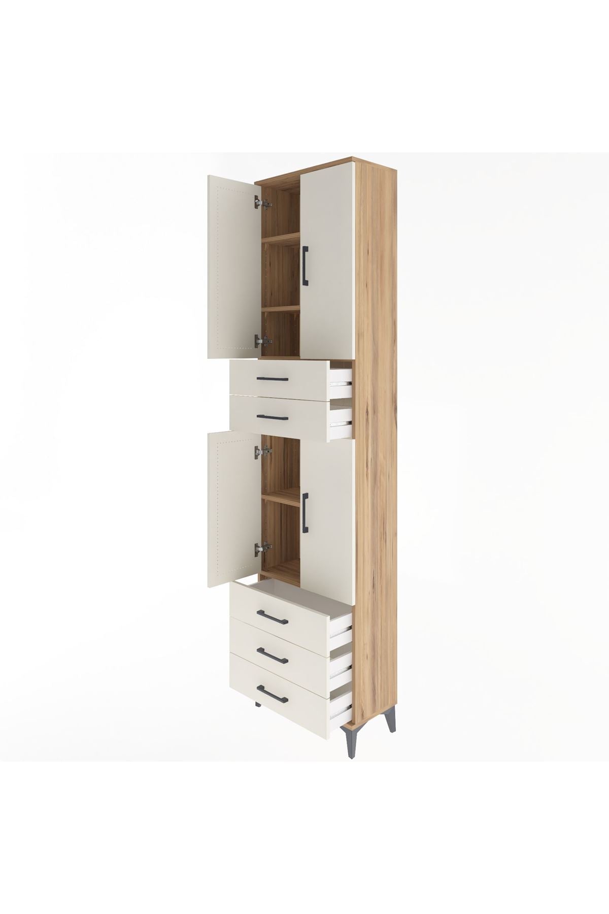 Arges Dolap 5 Raflı 5 Çekmeceli 4 Kapaklı 60x30x243 - S32M092V7A