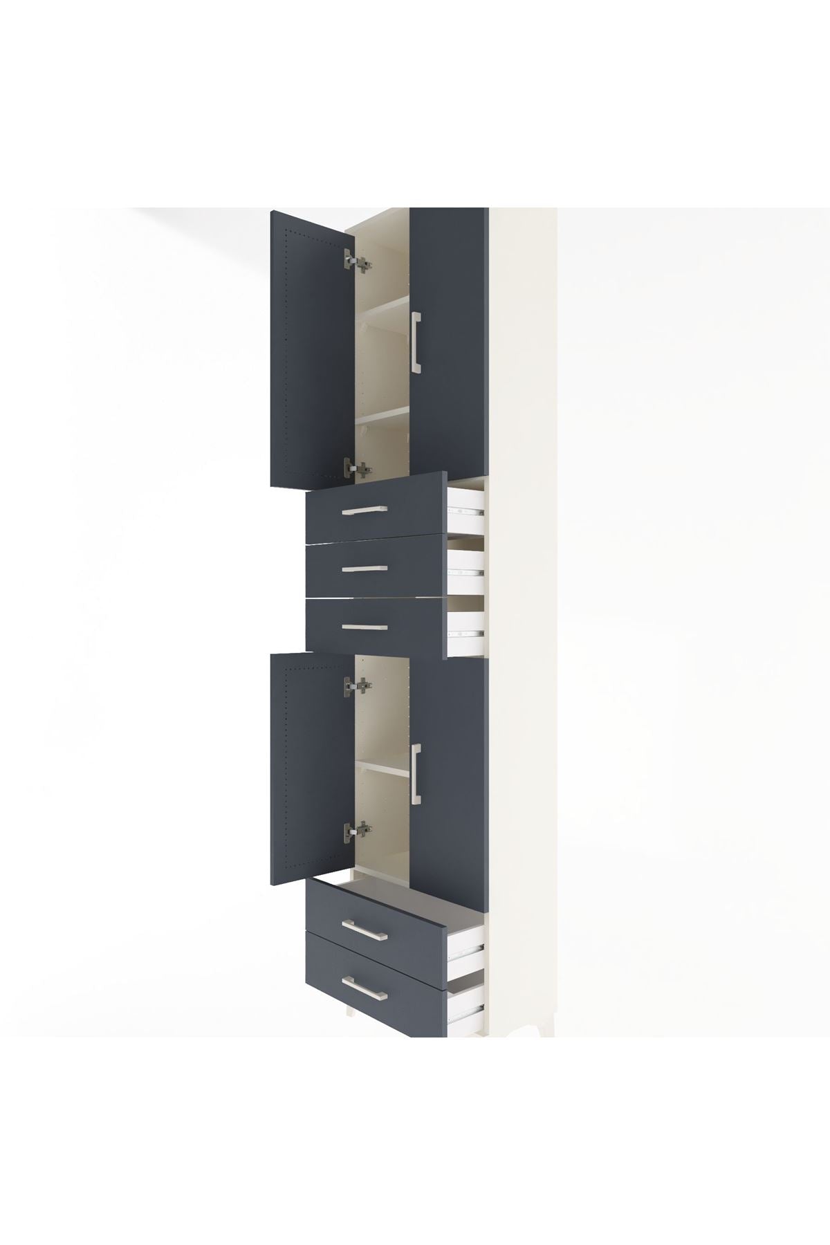 Arges Dolap 5 Raflı 5 Çekmeceli 4 Kapaklı 60x30x243 - S32M093V2A