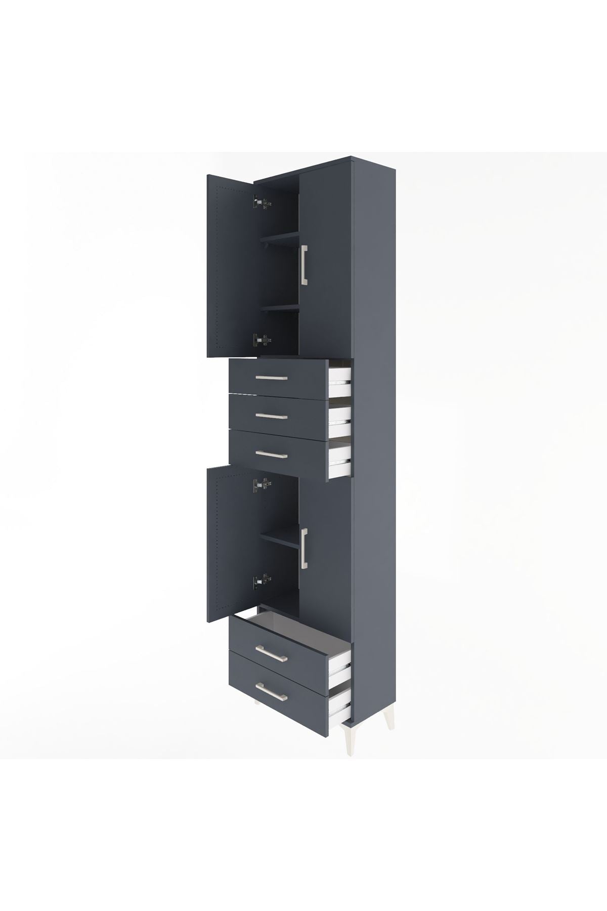 Arges Dolap 5 Raflı 5 Çekmeceli 4 Kapaklı 60x30x243 - S32M093V5A