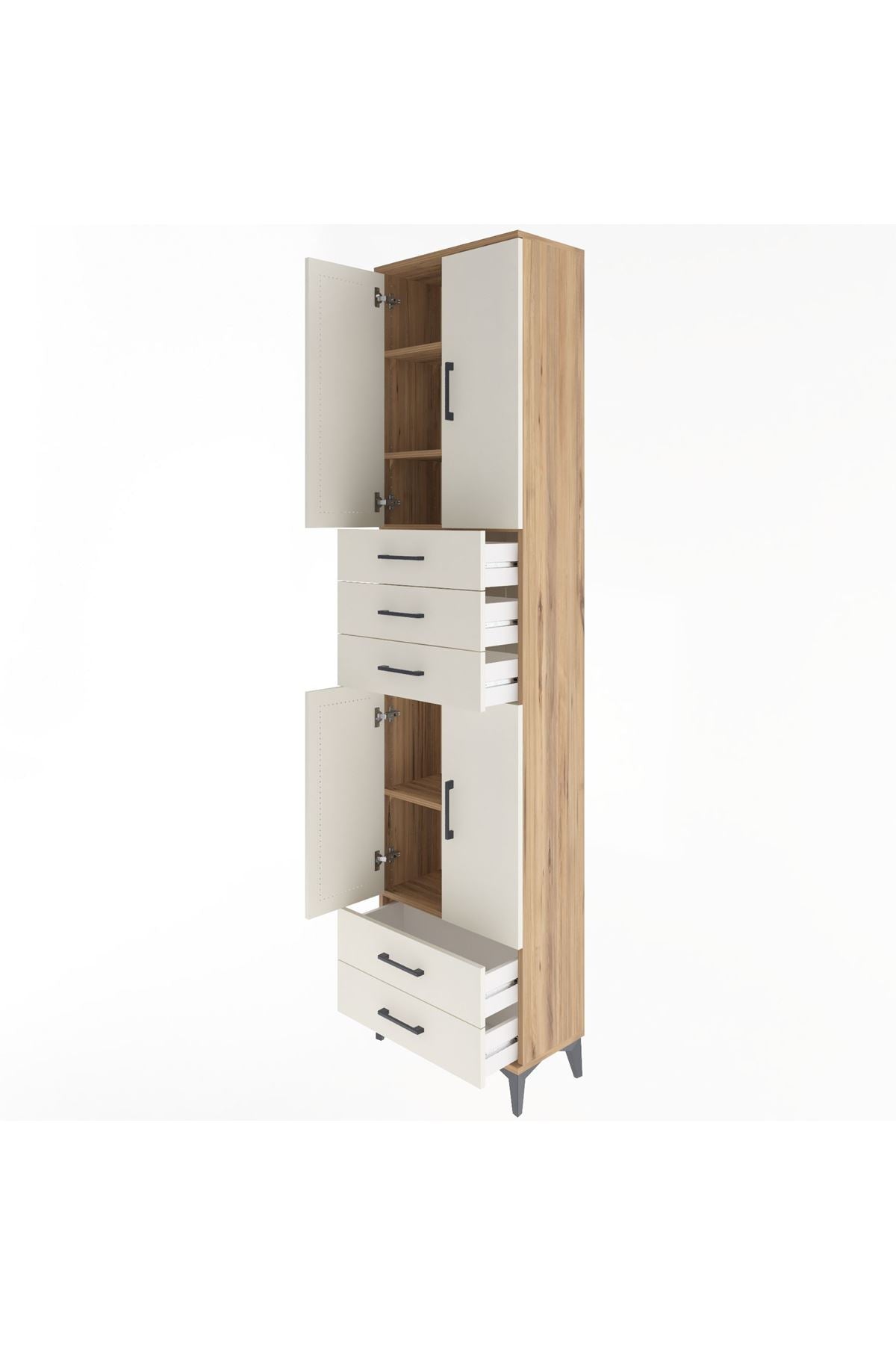 Arges Dolap 5 Raflı 5 Çekmeceli 4 Kapaklı 60x30x243 - S32M093V7A