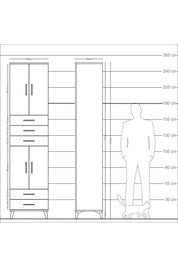 Arges Dolap 5 Raflı 5 Çekmeceli 4 Kapaklı 60x30x243 - S32M093V7A