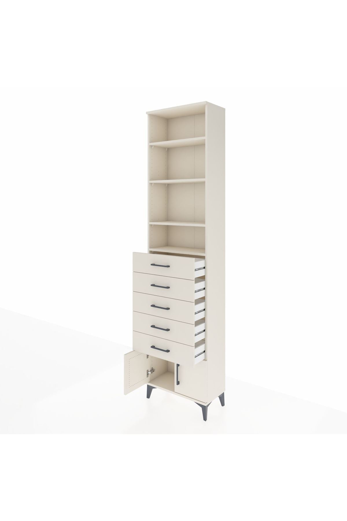 Arges Dolap 4 Raflı 5 Çekmeceli 2 Kapaklı 60x30x243 - S32M094V1A