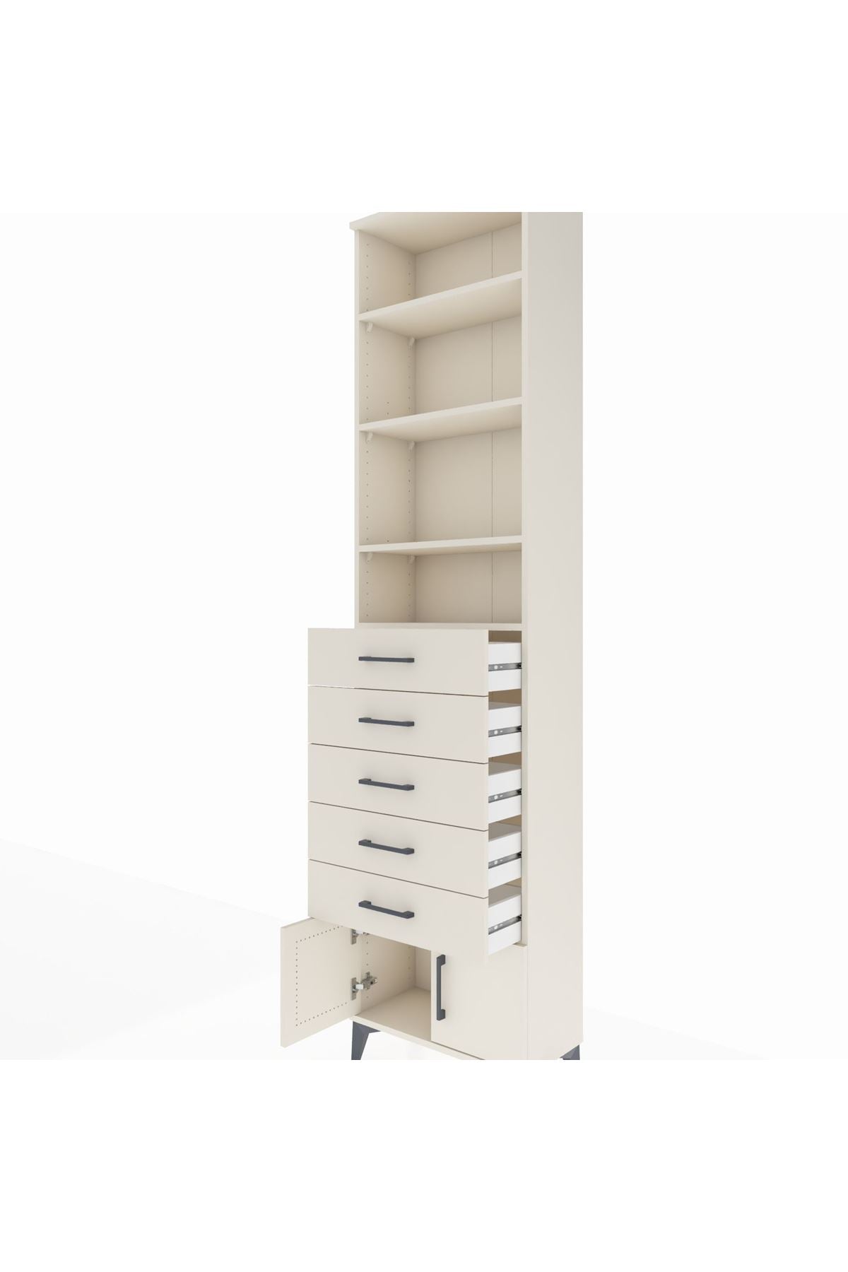 Arges Dolap 4 Raflı 5 Çekmeceli 2 Kapaklı 60x30x243 - S32M094V1A