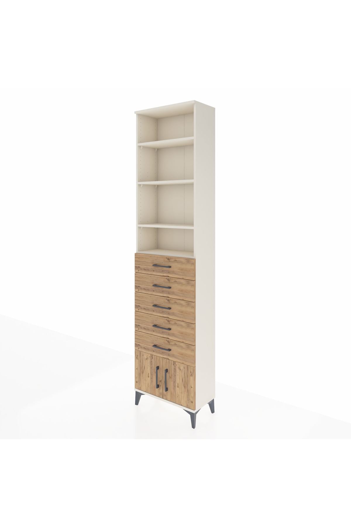 Arges Dolap 4 Raflı 5 Çekmeceli 2 Kapaklı 60x30x243 - S32M094V3A