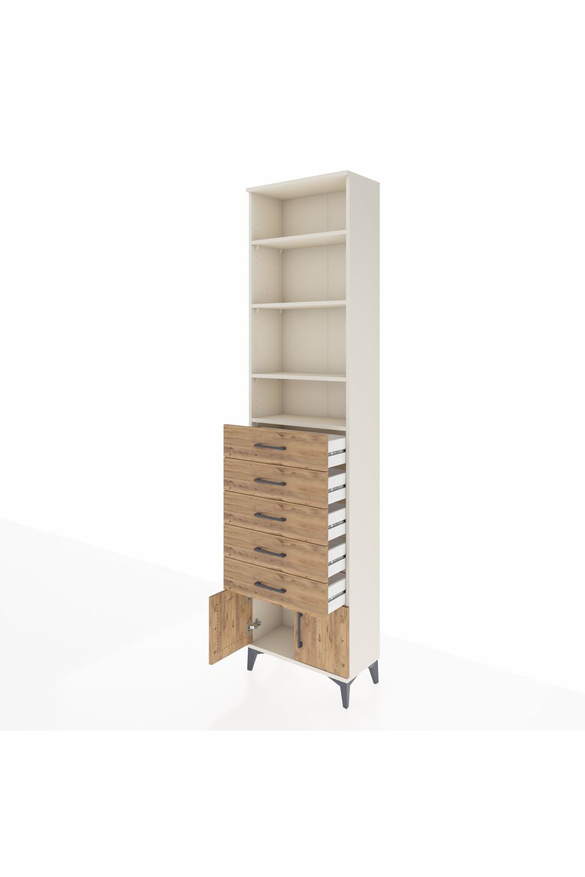 Arges Dolap 4 Raflı 5 Çekmeceli 2 Kapaklı 60x30x243 - S32M094V3A