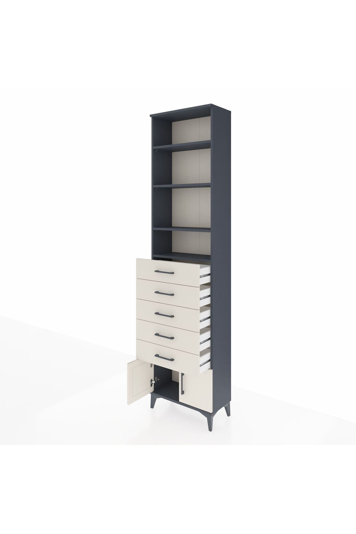 Arges Dolap 4 Raflı 5 Çekmeceli 2 Kapaklı 60x30x243 - S32M094V4A