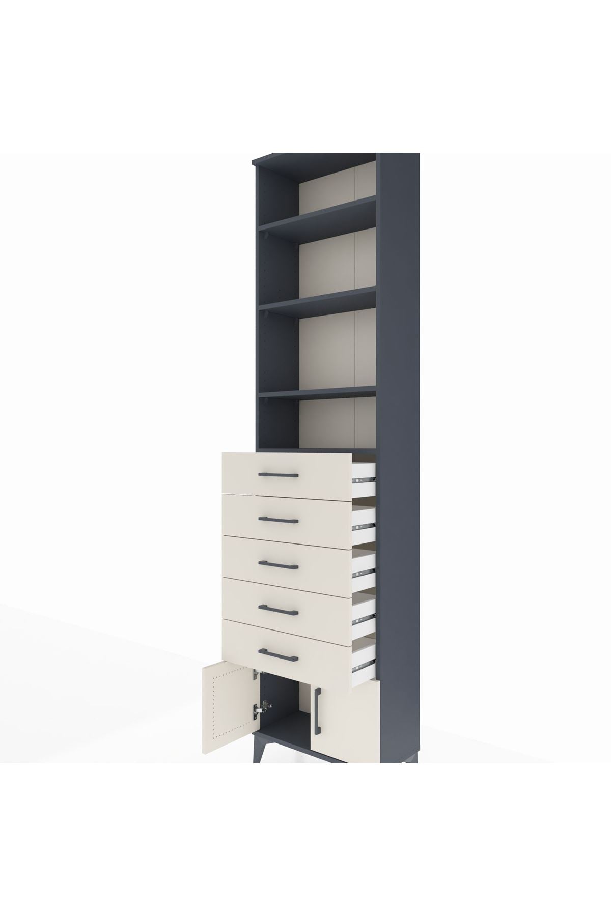 Arges Dolap 4 Raflı 5 Çekmeceli 2 Kapaklı 60x30x243 - S32M094V4A