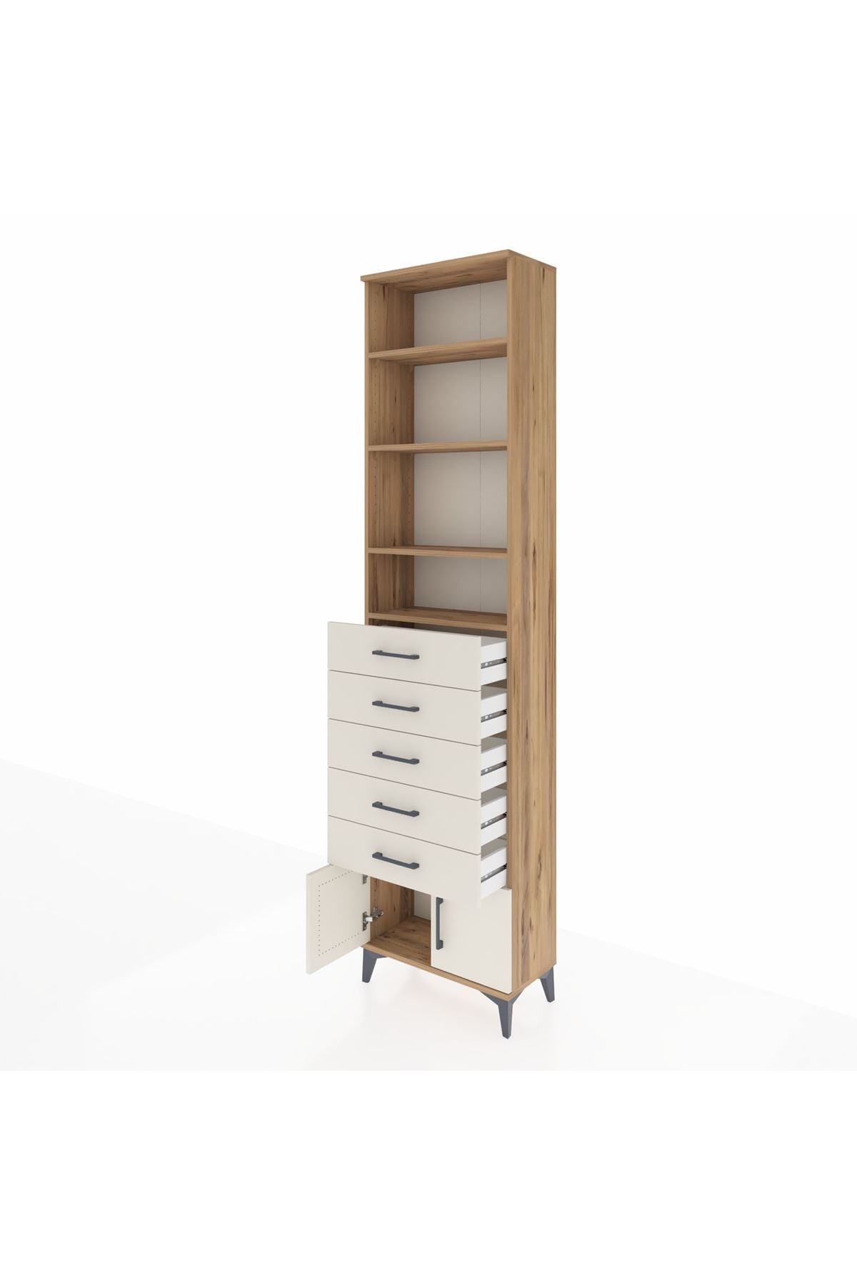 Arges Dolap 4 Raflı 5 Çekmeceli 2 Kapaklı 60x30x243 - S32M094V7A