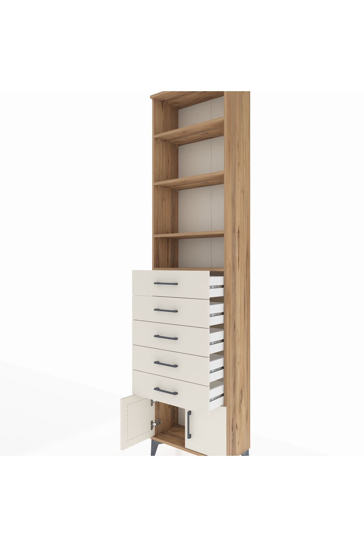 Arges Dolap 4 Raflı 5 Çekmeceli 2 Kapaklı 60x30x243 - S32M094V7A