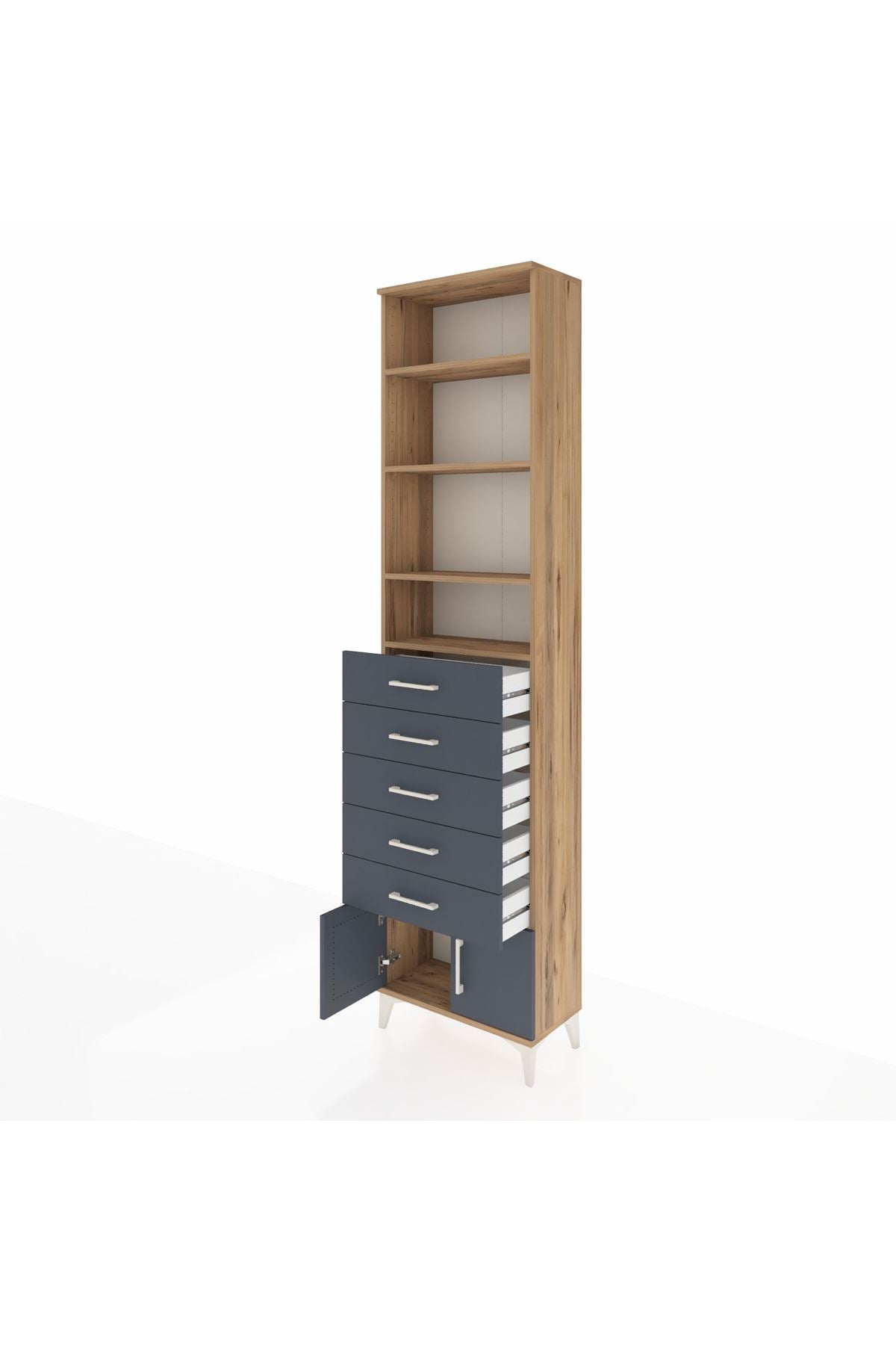 Arges Dolap 4 Raflı 5 Çekmeceli 2 Kapaklı 60x30x243 - S32M094V8A