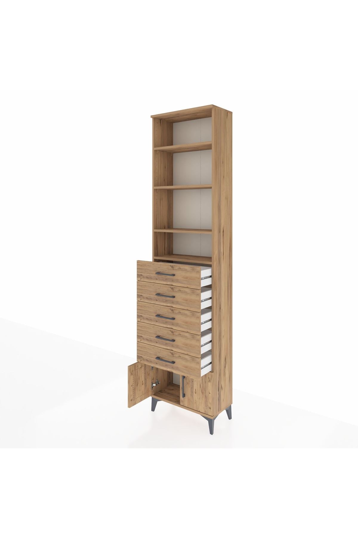 Arges Dolap 4 Raflı 5 Çekmeceli 2 Kapaklı 60x30x243 - S32M094V9A