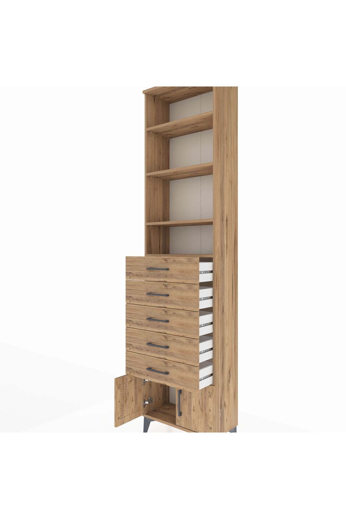 Arges Dolap 4 Raflı 5 Çekmeceli 2 Kapaklı 60x30x243 - S32M094V9A