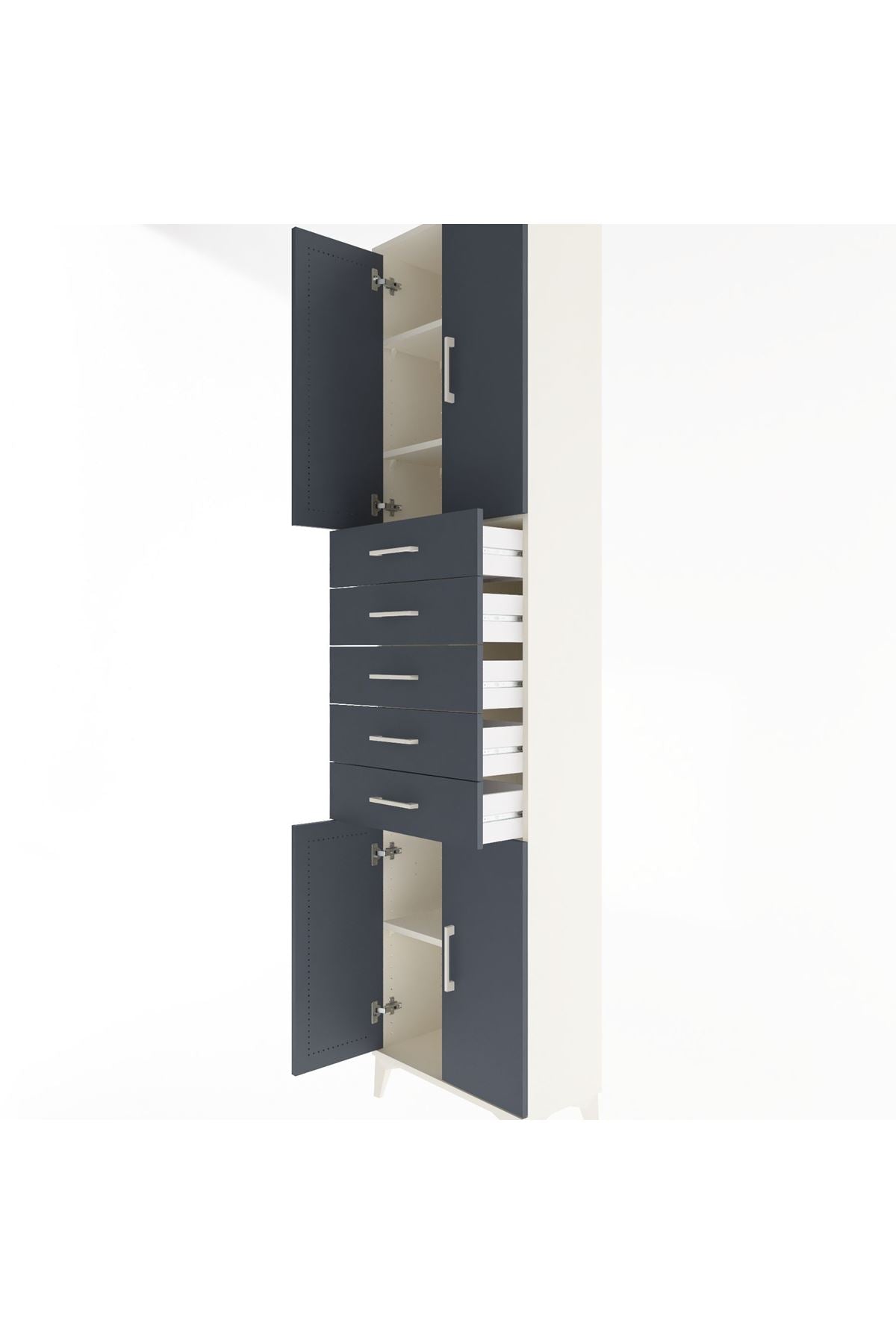 Arges Dolap 4 Raflı 5 Çekmeceli 4 Kapaklı 60x30x243 - S32M095V2A