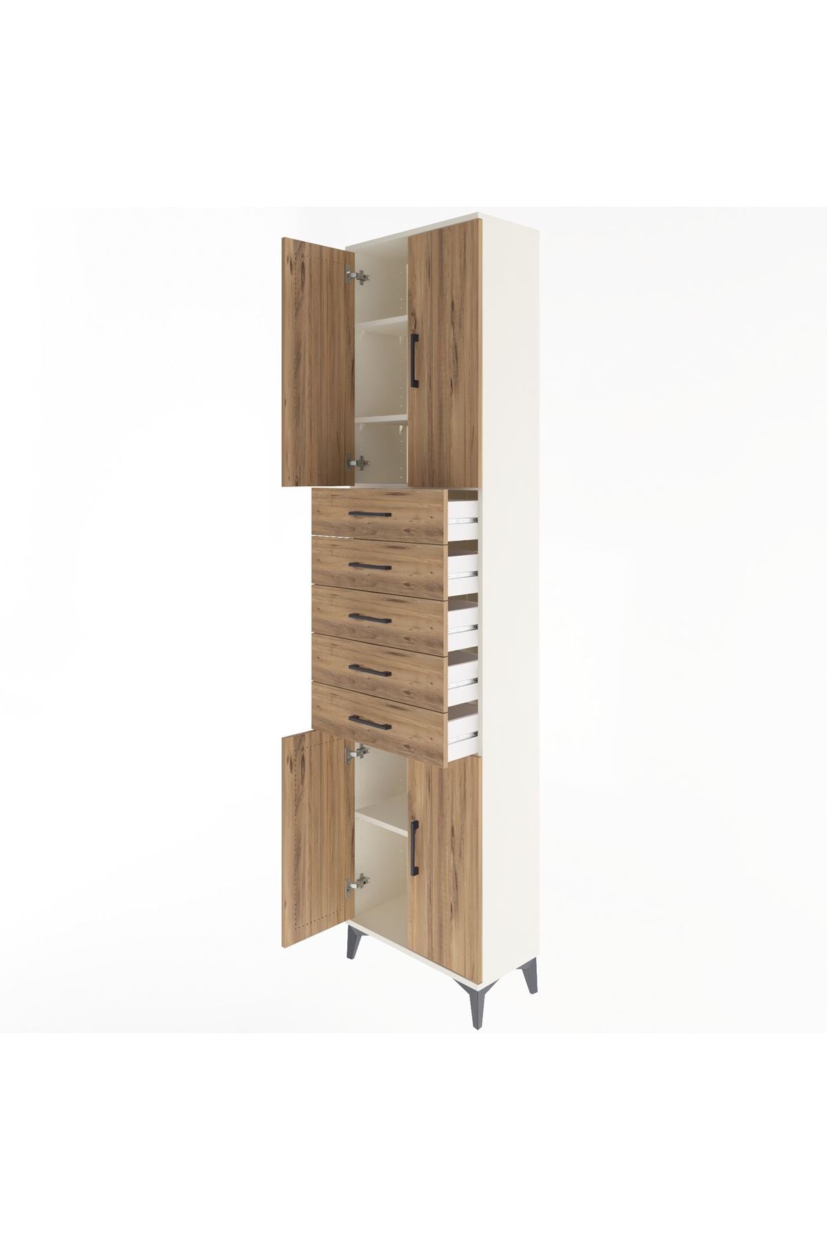 Arges Dolap 4 Raflı 5 Çekmeceli 4 Kapaklı 60x30x243 - S32M095V3A