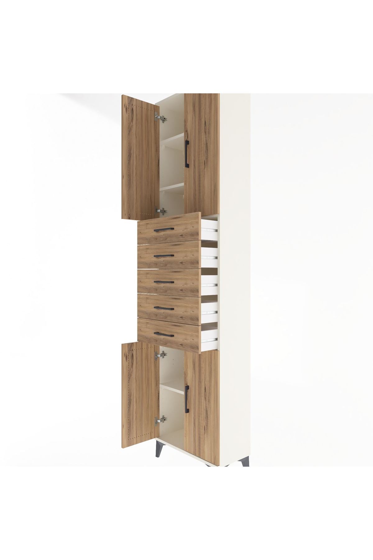 Arges Dolap 4 Raflı 5 Çekmeceli 4 Kapaklı 60x30x243 - S32M095V3A