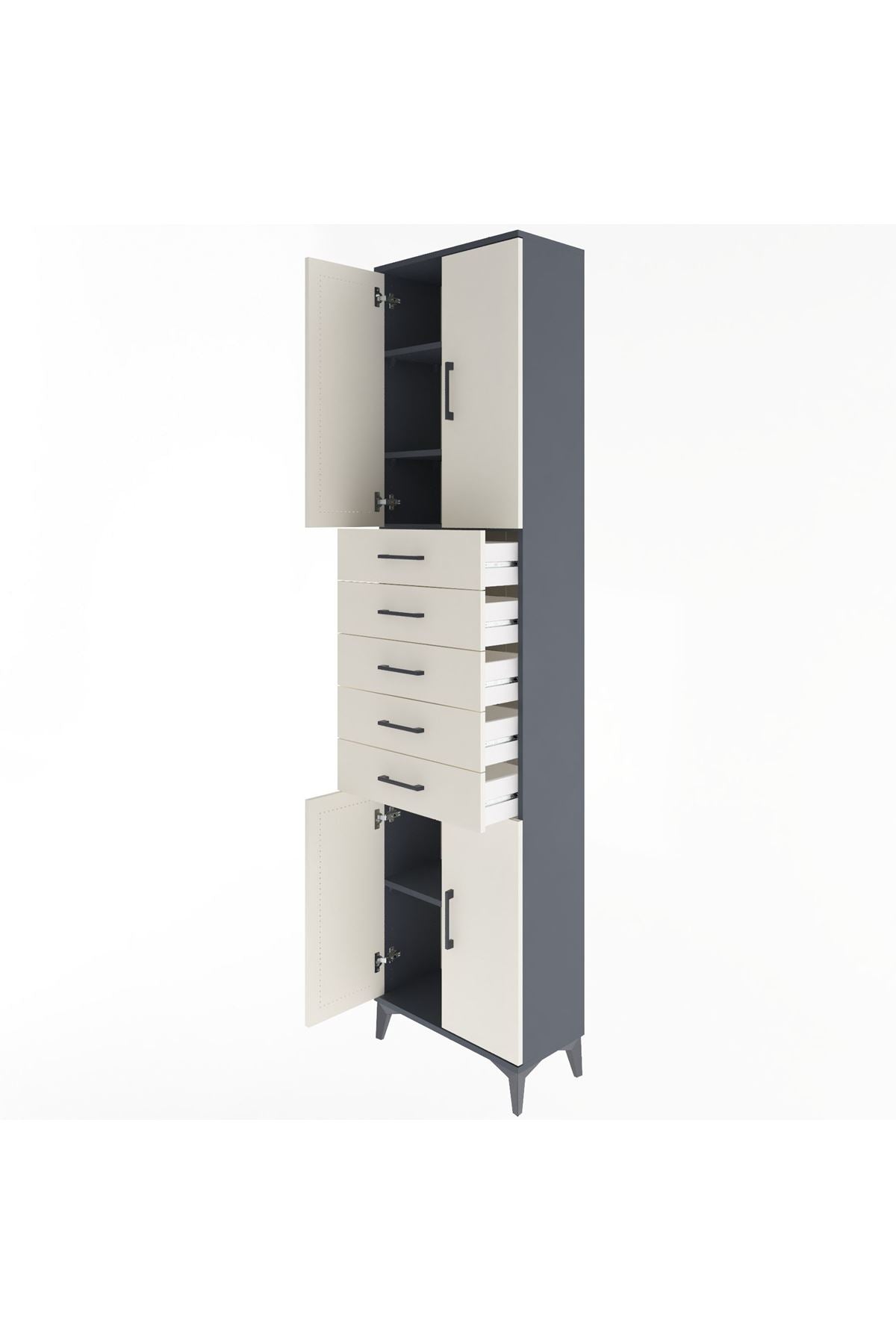 Arges Dolap 4 Raflı 5 Çekmeceli 4 Kapaklı 60x30x243 - S32M095V4A