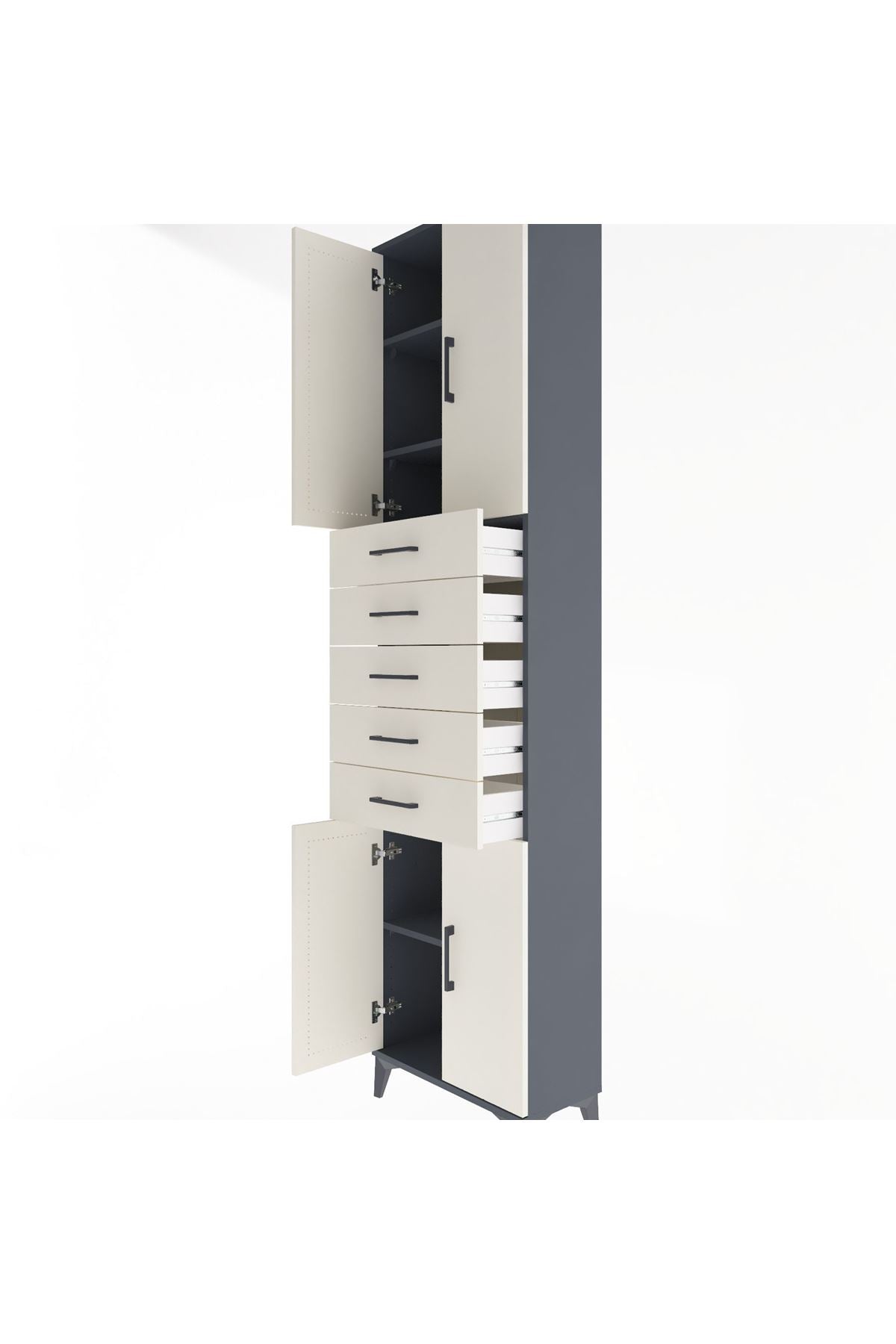 Arges Dolap 4 Raflı 5 Çekmeceli 4 Kapaklı 60x30x243 - S32M095V4A