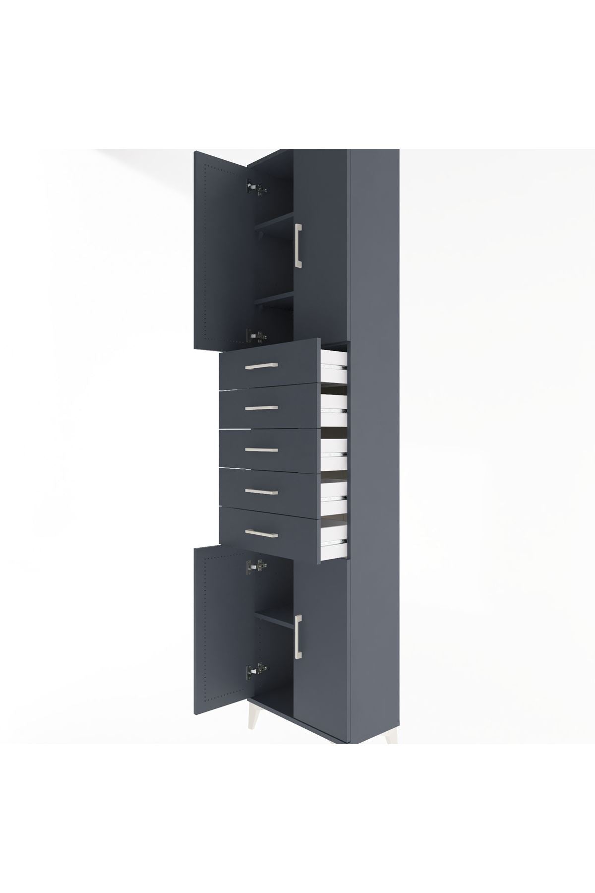 Arges Dolap 4 Raflı 5 Çekmeceli 4 Kapaklı 60x30x243 - S32M095V5A
